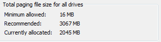 Virtual Memory Recommended Settings